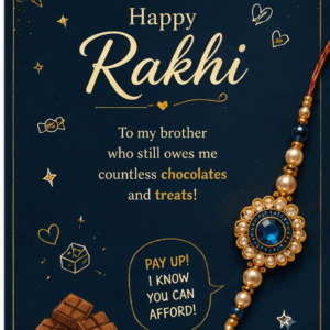 Chocolates & Treats Funny Rakhi Card Set
