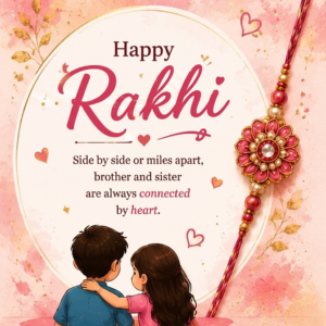 Pink Watercolor Sibling Rakhi Card