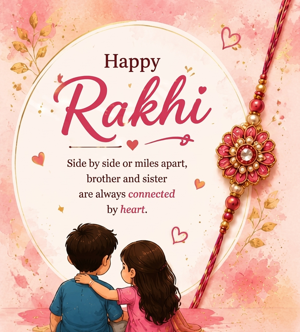 Pink Watercolor Sibling Rakhi Card