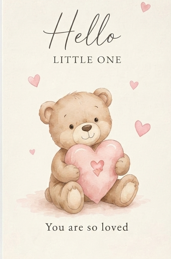 "Hello Little One" Teddy Bear Card