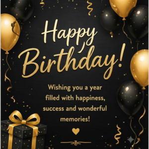 Luxury Black & Gold Birthday Greeting Card