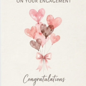Heart Balloons Engagement Card
