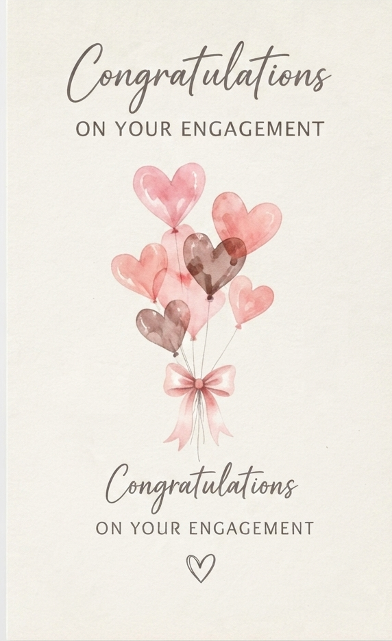 Heart Balloons Engagement Card
