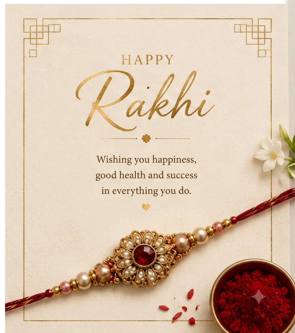 Golden Wishes Rakhi Greeting Card