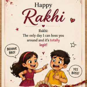 Playful 'Boss Sister' Rakhi Greeting Card & Bead Bracelet Set