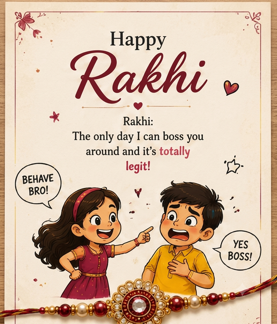 Playful 'Boss Sister' Rakhi Greeting Card & Bead Bracelet Set