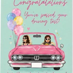 "Adventure's Begin!" Pink Car Card