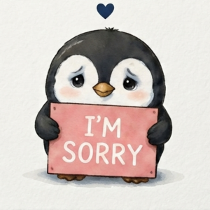 "Sorry!" Cute Penguin Card