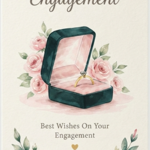 Teal Velvet Ring Box Engagement Card