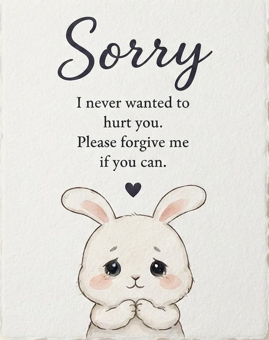 "Sorry" Cute Bunny Card