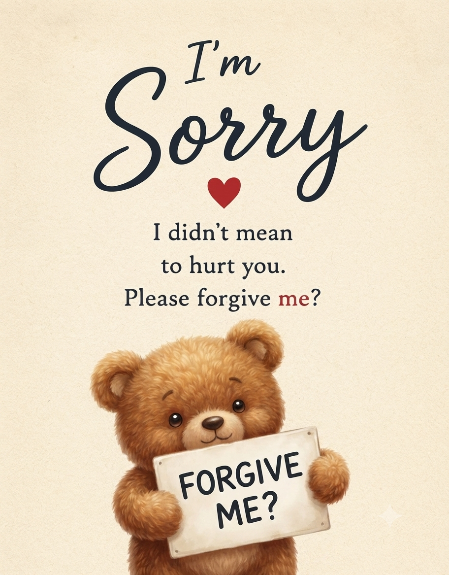 "I'm Sorry" Teddy Bear Card