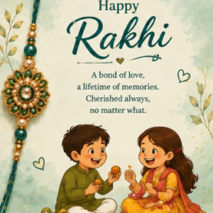 Green Watercolor Sibling Rakhi Card