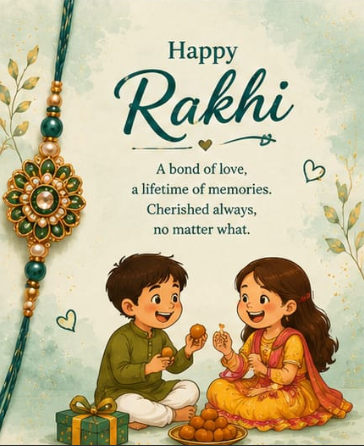 Green Watercolor Sibling Rakhi Card