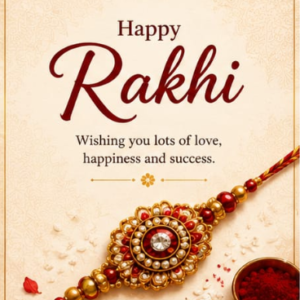 Classic Crimson Floral Rakhi Card
