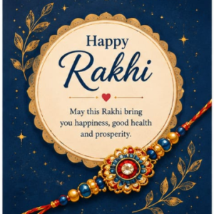 Royal Blue Starry Floral Rakhi Card