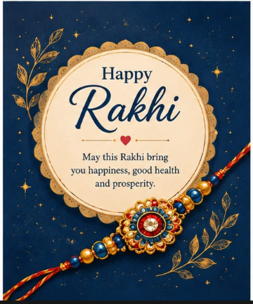 Royal Blue Starry Floral Rakhi Card