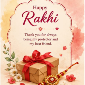 Warm Watercolor Gift Box Rakhi Card