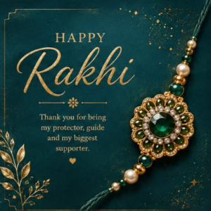 Emerald Green Gem Rakhi Card