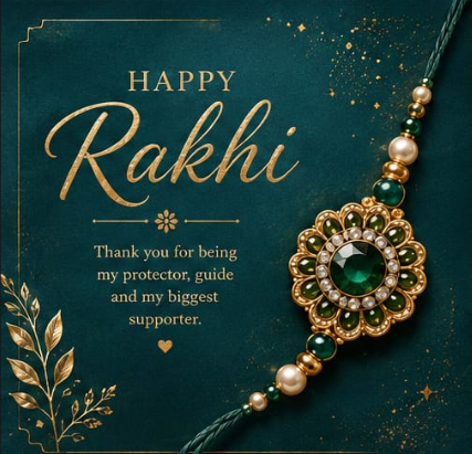 Emerald Green Gem Rakhi Card
