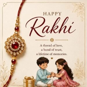 Classic Gold Red Gem Rakhi Card